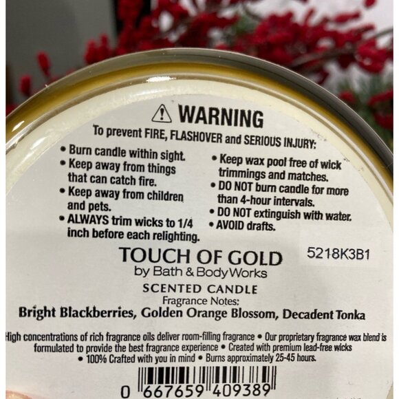 Bath & Body Works “Touch of Gold” NEW 3 Wick Candle - Picture 6 of 7